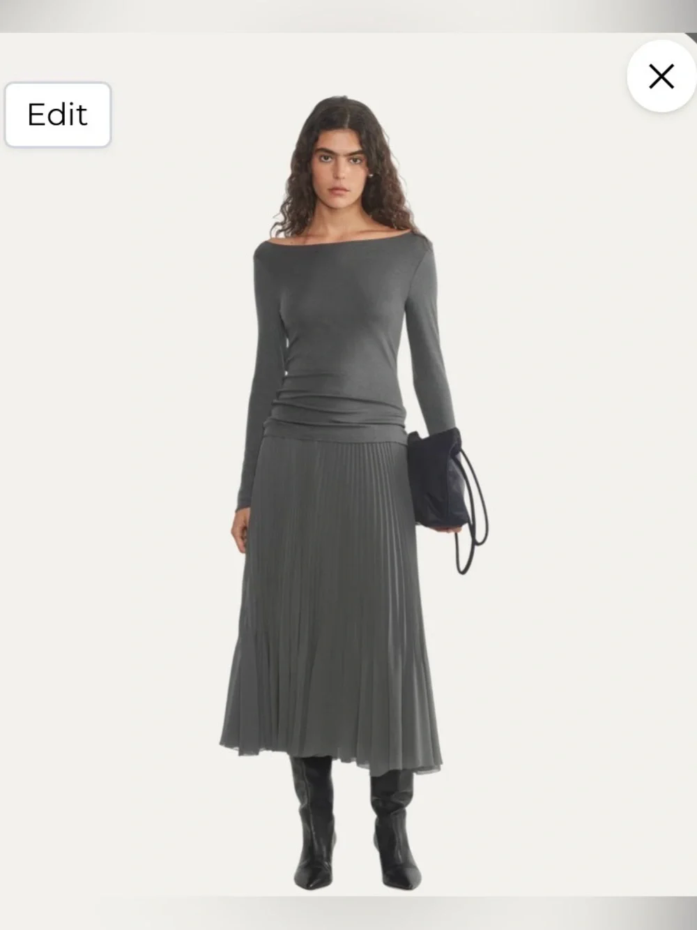 Aritzia Wilfred Twirl Pleated Skirt - Gray Size L - Picture 1 of 4